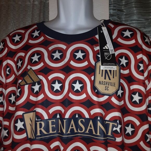 Adidas 2XL Nashville FC Slim Fit Pre-Match Adidas/Marvel Jersey  NWT - Picture 7 of 9